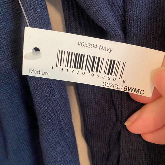 Amazon Essentials Women Med Navy Open Front Long Cardigan Sweater Pockets Blue - Picture 4 of 4